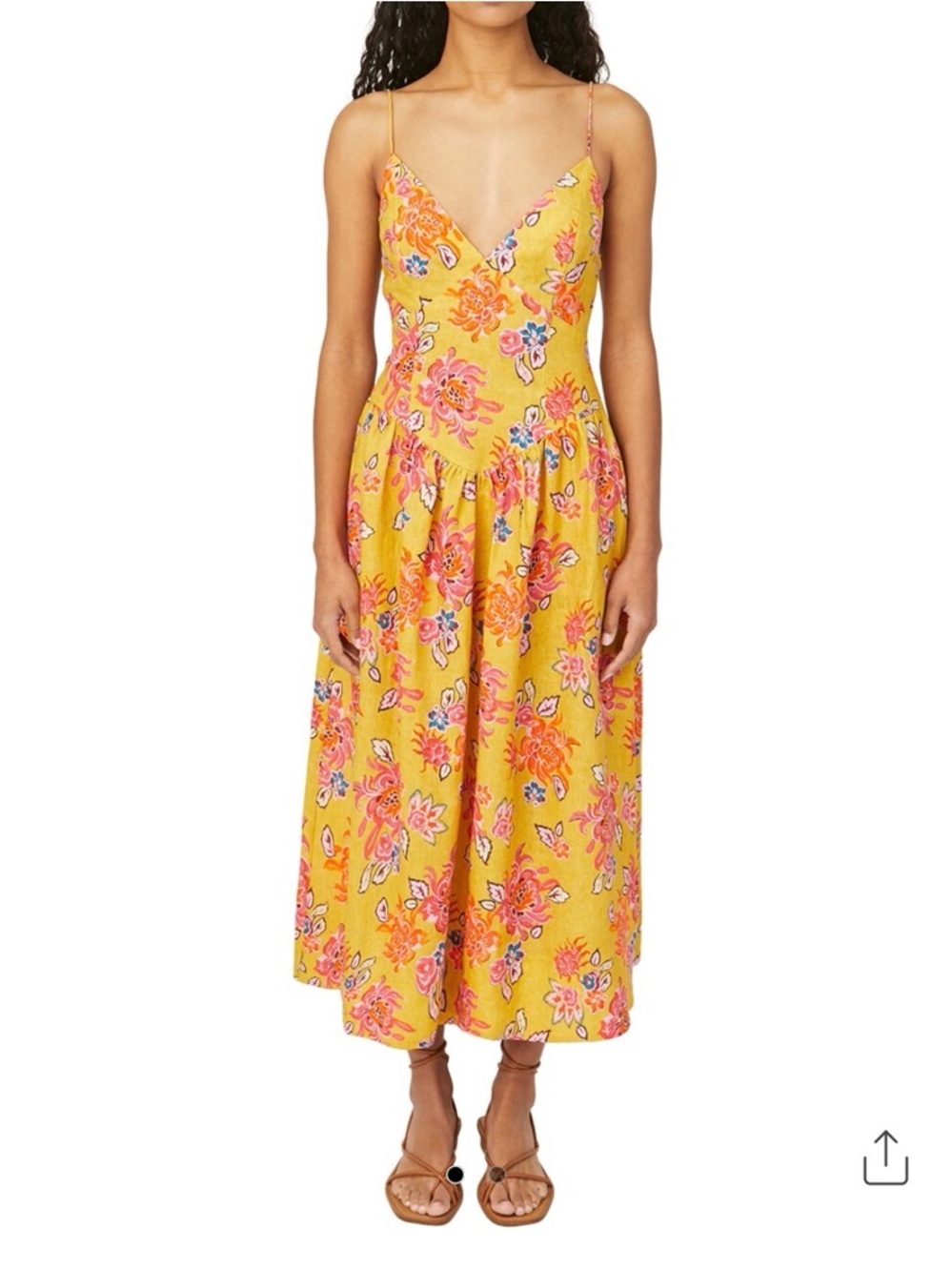 Floral Yellow Dress 100% linen size 4 by RHODE